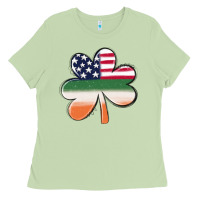 Matcha st patricks day shamrock american flag Ladies Tee - MaliasSmallBusiness