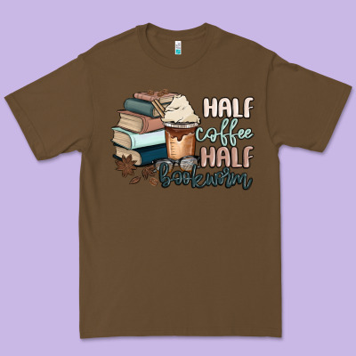 Half Coffee Half Bookworm Premium Tee Designed By Maliassmallbusiness