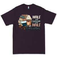Plum half coffee half bookworm Premium Tee - MaliasSmallBusiness