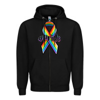 Black pride lgbtq awareness ribbon Zipper Hoodie - OliviaCreatesArt