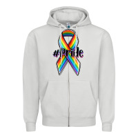 Dove Grey pride lgbtq awareness ribbon Zipper Hoodie - OliviaCreatesArt