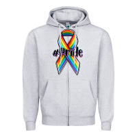Heather Grey pride lgbtq awareness ribbon Zipper Hoodie - OliviaCreatesArt