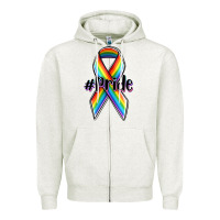 Oatmeal Heather pride lgbtq awareness ribbon Zipper Hoodie - OliviaCreatesArt