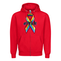 Red pride lgbtq awareness ribbon Zipper Hoodie - OliviaCreatesArt