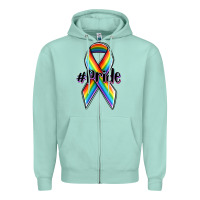 Seafoam pride lgbtq awareness ribbon Zipper Hoodie - OliviaCreatesArt