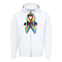White pride lgbtq awareness ribbon Zipper Hoodie - OliviaCreatesArt