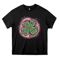 Black leopard shamrocks with hearts Heavy Core Tee - MaliasSmallBusiness