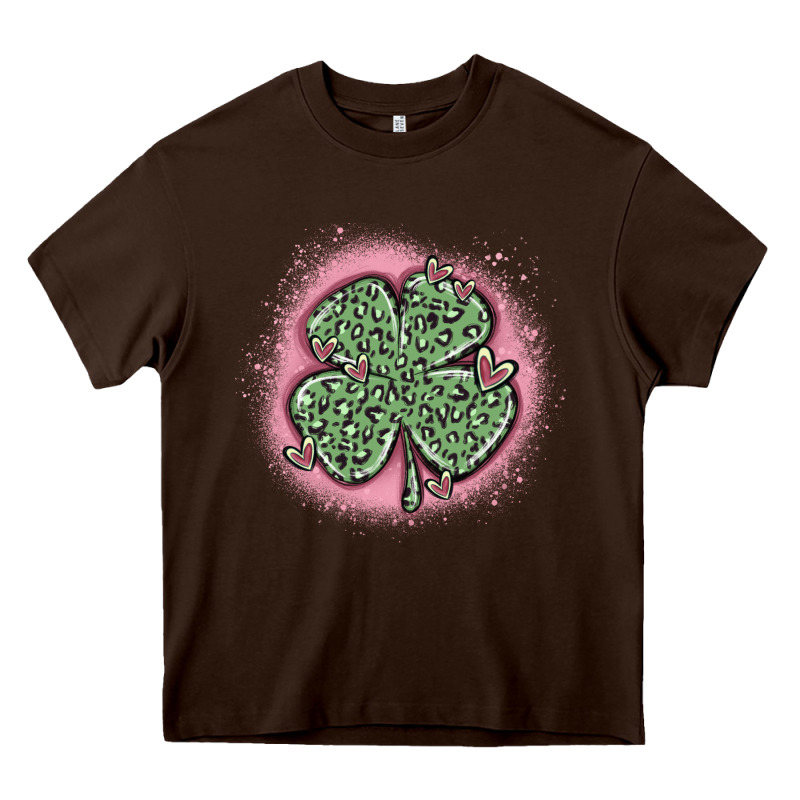 Leopard Shamrocks With Hearts Heavy Core Tee by MaliasSmallBusiness | Teevron
