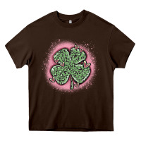 Chocolate Brown leopard shamrocks with hearts Heavy Core Tee - MaliasSmallBusiness
