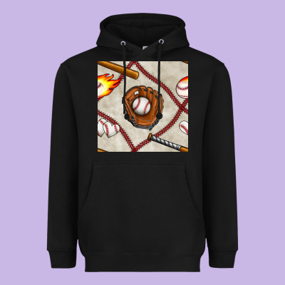 Baseball Glove And Bat Seamless Pattern Heavyweight Hoodie Designed By Bundleandbundleshop