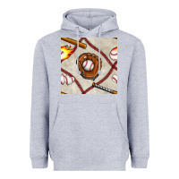 Heather Grey baseball glove and bat seamless pattern Heavyweight Hoodie - BundleAndBundleShop