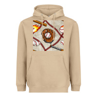 Mushroom baseball glove and bat seamless pattern Heavyweight Hoodie - BundleAndBundleShop