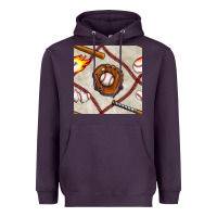 Plum baseball glove and bat seamless pattern Heavyweight Hoodie - BundleAndBundleShop