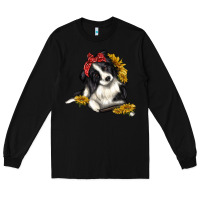Black border collie with bandanna Long Sleeve Tee - texasbilliewilder