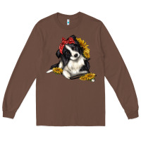 Chestnut border collie with bandanna Long Sleeve Tee - texasbilliewilder
