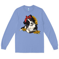 Colony Blue border collie with bandanna Long Sleeve Tee - texasbilliewilder