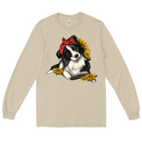 Mushroom border collie with bandanna Long Sleeve Tee - texasbilliewilder