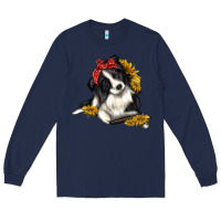 Navy border collie with bandanna Long Sleeve Tee - texasbilliewilder