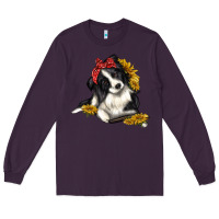 Plum border collie with bandanna Long Sleeve Tee - texasbilliewilder