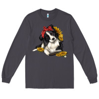 Smoke border collie with bandanna Long Sleeve Tee - texasbilliewilder