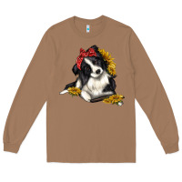 Toasted Coconut border collie with bandanna Long Sleeve Tee - texasbilliewilder