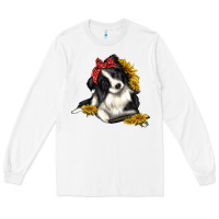 White border collie with bandanna Long Sleeve Tee - texasbilliewilder