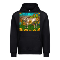 Black Western Charolais Bull With Sunflowers Urban Hoodie - LillyAllenDesigns