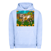 Pigment Grape Ice Western Charolais Bull With Sunflowers Urban Hoodie - LillyAllenDesigns