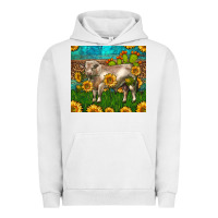 Pigment Lunar Rock Western Charolais Bull With Sunflowers Urban Hoodie - LillyAllenDesigns