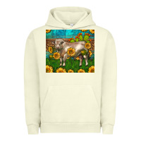 Western Charolais Bull With Sunflowers Urban Hoodie | Teevron