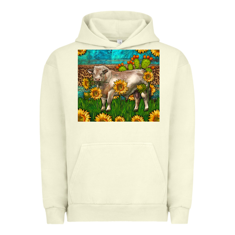 Western Charolais Bull With Sunflowers Urban Hoodie by LillyAllenDesigns | Teevron