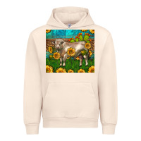 Sandshell Western Charolais Bull With Sunflowers Urban Hoodie - LillyAllenDesigns