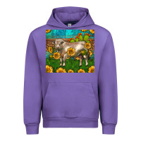 Tulip Western Charolais Bull With Sunflowers Urban Hoodie - LillyAllenDesigns
