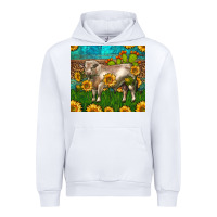 White Western Charolais Bull With Sunflowers Urban Hoodie - LillyAllenDesigns