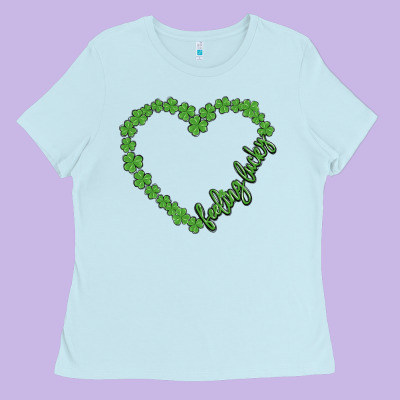 Shamrock Heart Felling Lucky Ladies Tee Designed By Maliassmallbusiness