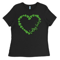 Black shamrock heart felling lucky Ladies Tee - MaliasSmallBusiness