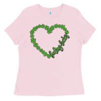 Bubblegum Pink shamrock heart felling lucky Ladies Tee - MaliasSmallBusiness