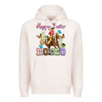 Pale Pink Happy Easter rodeo cowgirl Premium Hoodie - OliviaCreatesArt