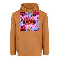 Meerkat valentines day truck and cupid in the sky seamless pattern Heavyweight Hoodie - BundleAndBundleShop