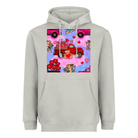 Moon Dust valentines day truck and cupid in the sky seamless pattern Heavyweight Hoodie - BundleAndBundleShop