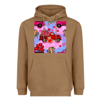 Toasted Coconut valentines day truck and cupid in the sky seamless pattern Heavyweight Hoodie - BundleAndBundleShop