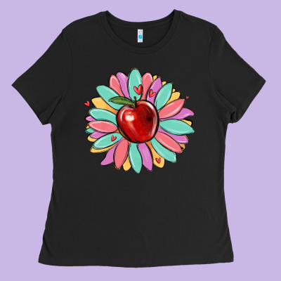 Teacher Apple Ladies Tee Designed By Maliassmallbusiness