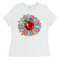 White teacher apple Ladies Tee - MaliasSmallBusiness