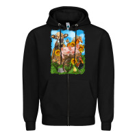 Black farm animals wagon olivia Zipper Hoodie - OliviaCreatesArt