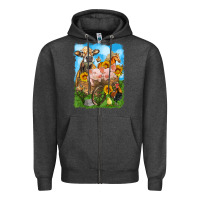 Charcoal Heather farm animals wagon olivia Zipper Hoodie - OliviaCreatesArt