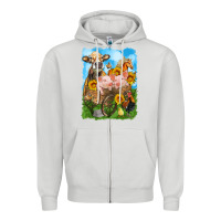 Dove Grey farm animals wagon olivia Zipper Hoodie - OliviaCreatesArt