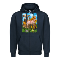 Navy farm animals wagon olivia Zipper Hoodie - OliviaCreatesArt
