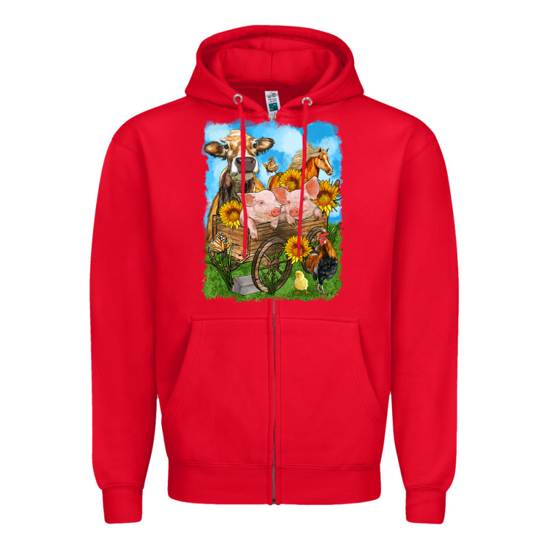 Farm Animals Wagon Olivia Zipper Hoodie by OliviaCreatesArt | Teevron
