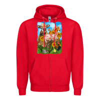Red farm animals wagon olivia Zipper Hoodie - OliviaCreatesArt