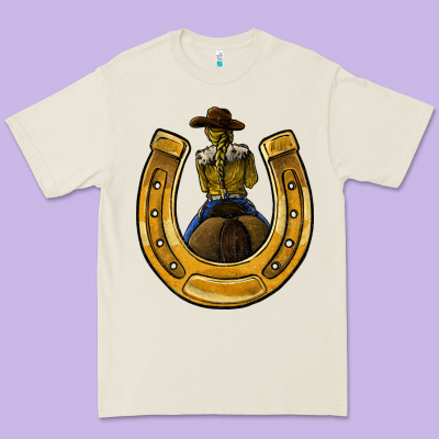 Horseshoe And Cowgirl Premium Tee Designed By Jahusdesignshop